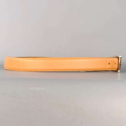 NEIMAN MARCUS Size 32 Camel Silver Leather Belt