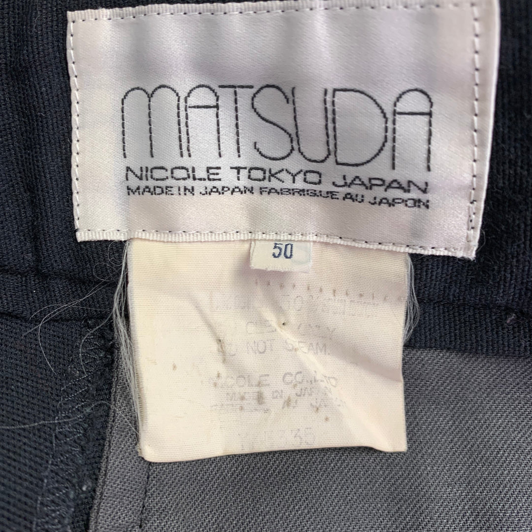 MATSUDA Size 34 Black Cotton Blend Flat Front Dress Pants