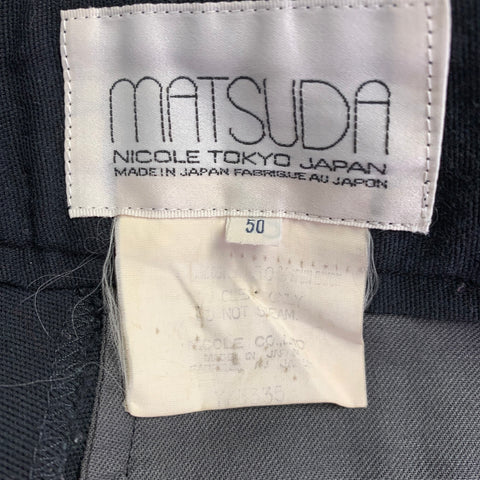 MATSUDA Size 34 Black Cotton Blend Flat Front Dress Pants