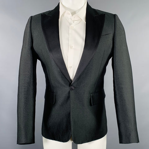 DSQUARED2 Size 38 Black Polyester Blend Peak Lapel Sport Coat