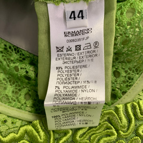 ERMANNO SCERVINO 2015 Size 8 Green Chartreuse Polyester Blend Embroidered Coat