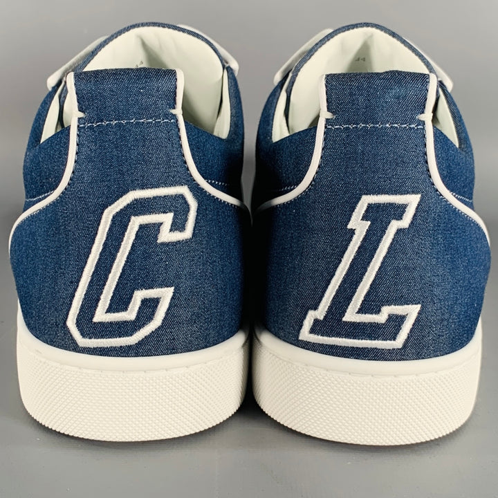 CHRISTIAN LOUBOUTIN Size 11 Blue White Denim Rubber Sole Sneakers