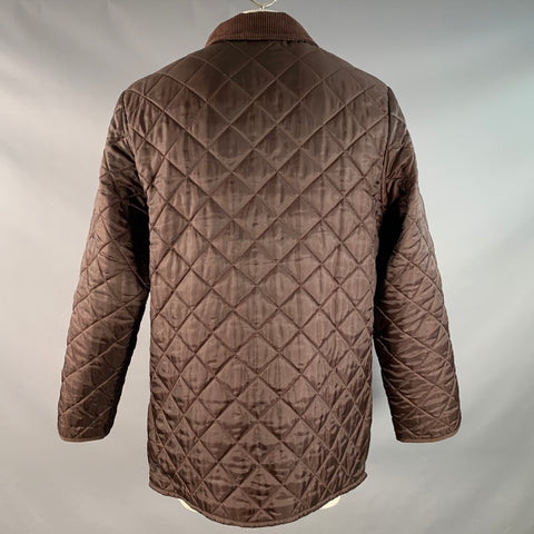 BARBOUR Size XL Brown Quilted Nylon Snaps Jacket