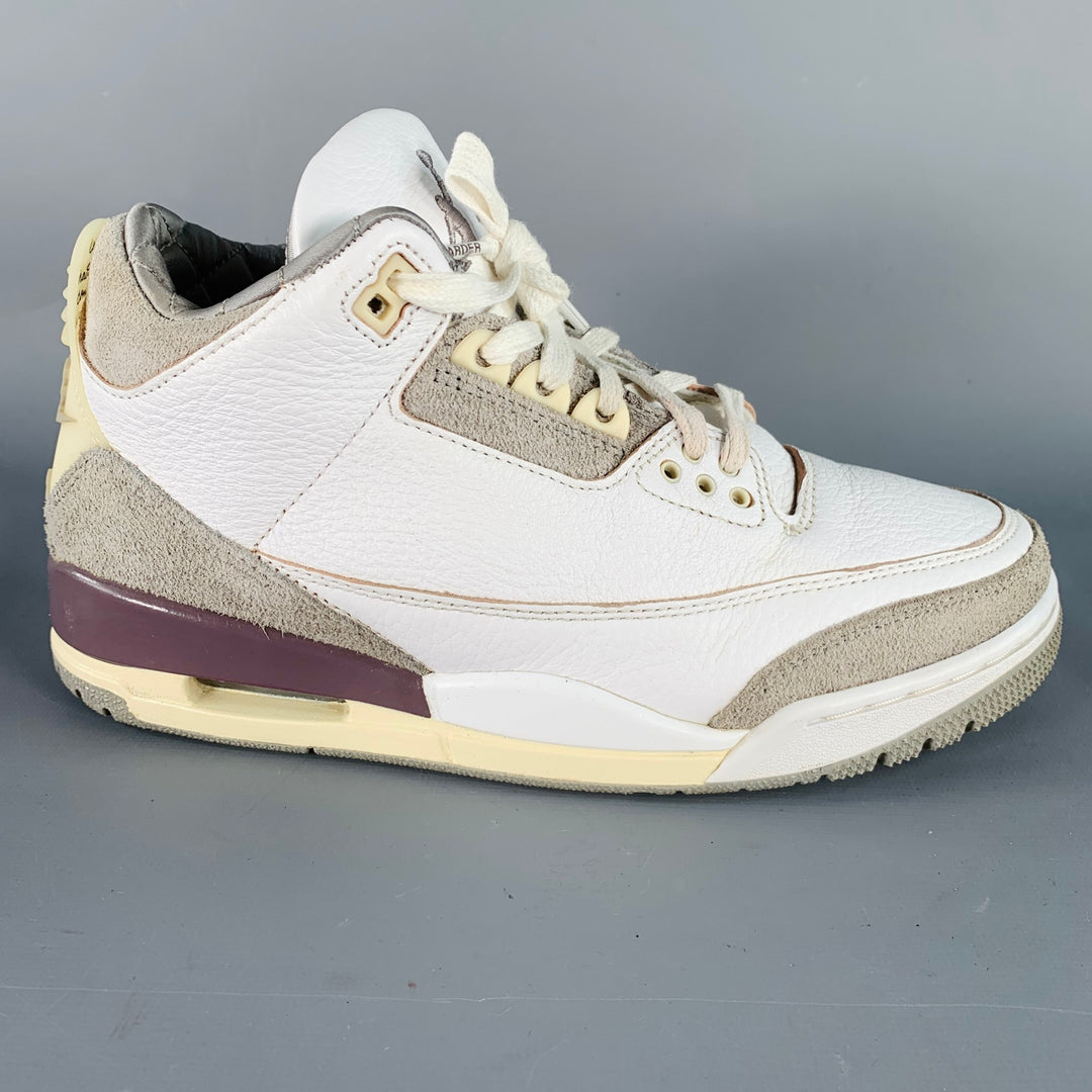 NIKE AIR Size 7.5 Jordan 3 Retro A Ma Maniere White Grey Leather Sneakers