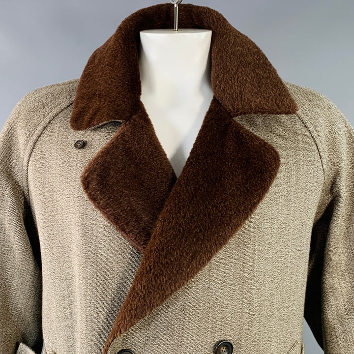 CHRYSALIS Size 42 Brown Beige Wool Double Breasted Coat