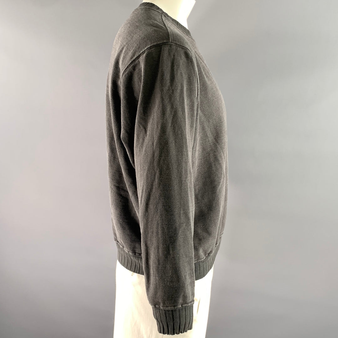 EVAN KINORI Size S Grey Washed Ribbed Sweatshirt