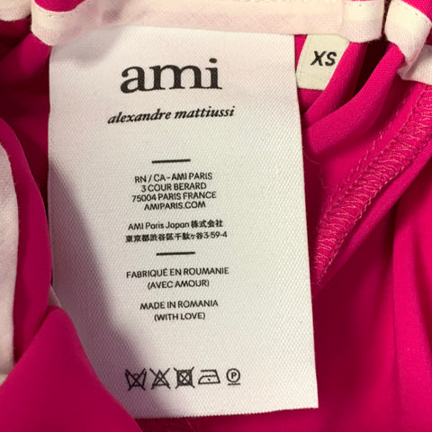 AMI by ALEXANDRE MATTIUSSI Size XS Pink Fuchsia Viscose Blend Drawstring Wide Leg Dress Pants
