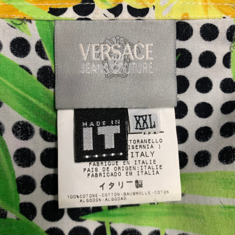 VERSACE JEANS COUTURE Size XXL White Multi Color Print Cotton Short Sleeve Shirt