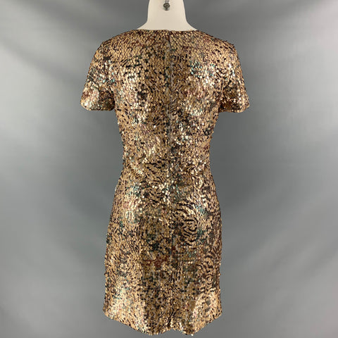 RACHEL ZOE Size 2 Gold Polyester Sequined Shift Dress