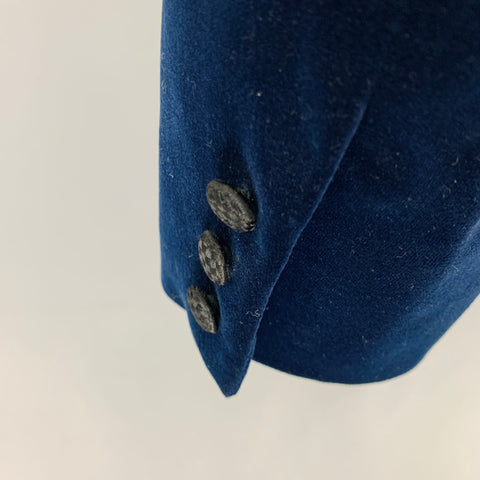DUNHILL Size 40 Blue Velvet Shawl Collar Sport Coat