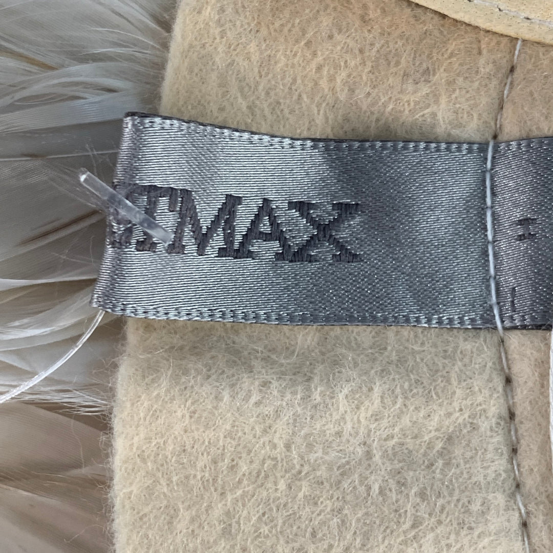 SPORTMAX Beige Leather Feathers Collar Scarf