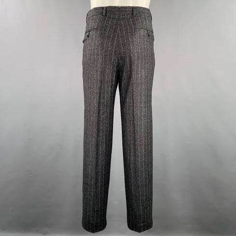 JOSEPH ABBOUD Size 40 Grey Cream Stripe Wool Suit