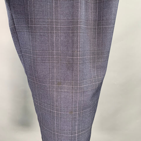 EMPORIO ARMANI Size 34 Navy Plaid Wool Slim Tapered Zip Fly Dress Pants