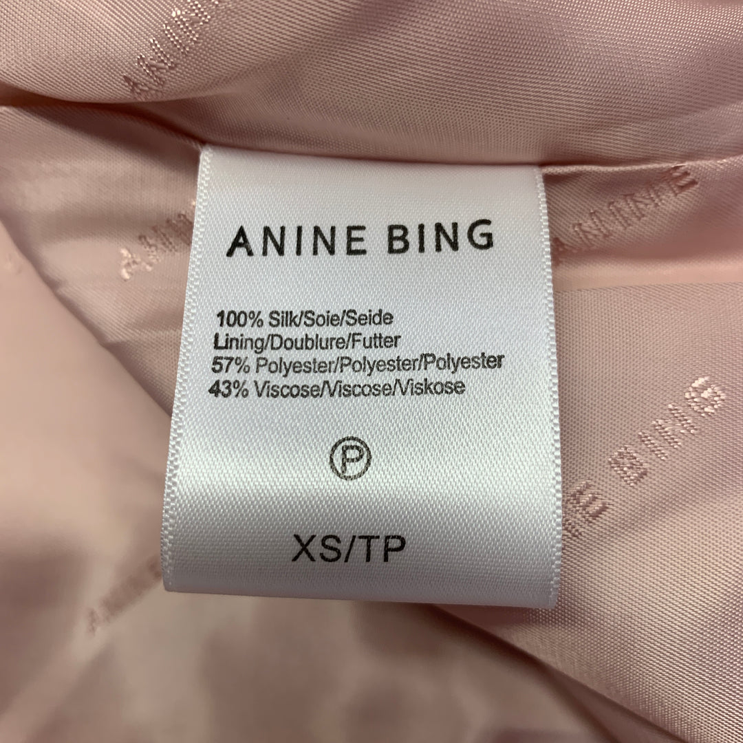 ANINE BING Size XS Pink Silk Peak Lapel Double Breasted Pantsuit