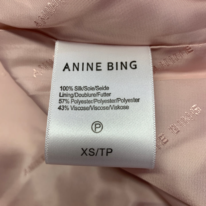 ANINE BING Size XS Pink Silk Peak Lapel Double Breasted Pantsuit