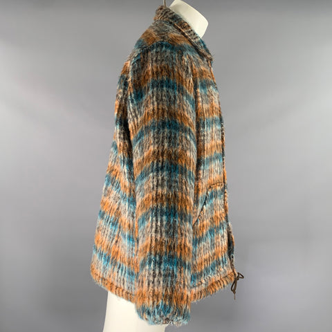 SOUTH 2 WEST 8 Size M Orange Blue & Black Textured Acrylic Blend Snaps Jacket