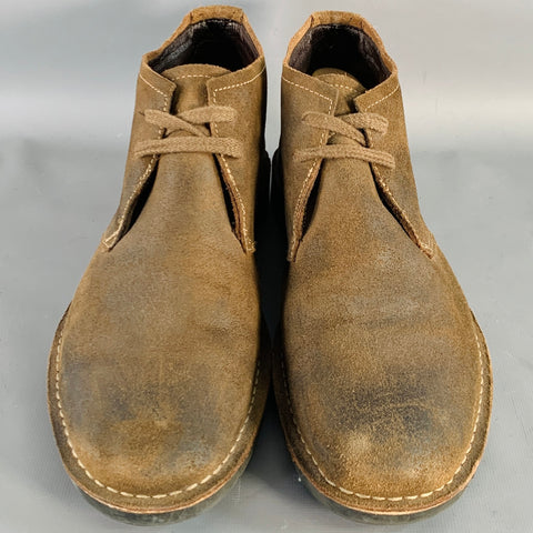 JOHN VARVATOS STAR USA Size 10 Brown Suede Moccasin Lace-Up Boots