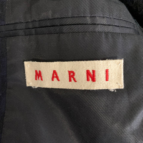 MARNI Chest Size 42 Navy Geometric Wool Notch Lapel Sport Coat