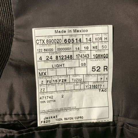 ZEGNA Chest Size 42 Brown Corduroy Cotton Notch Lapel Sport Coat