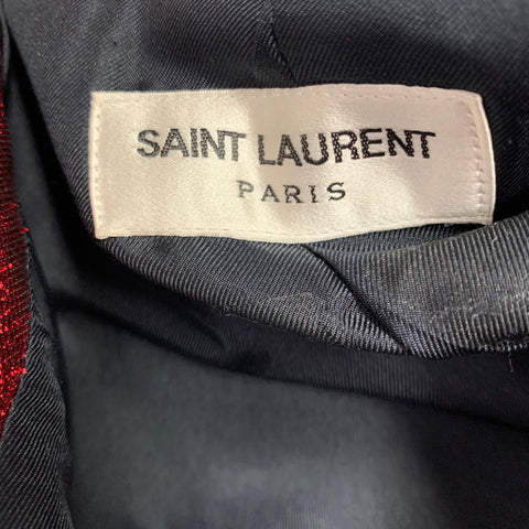 SAINT LAURENT SS15 Size 34 Red Silver Stripe Viscose Blend Sport Coat