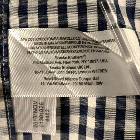 BROOKS BROTHERS Size XS Black White Gingham Cotton Button Down Long Sleeve Shirt