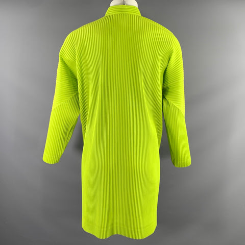 ISSEY MIYAKE Size M Green Lime Pleated Polyester Tunic Long Sleeve Shirt