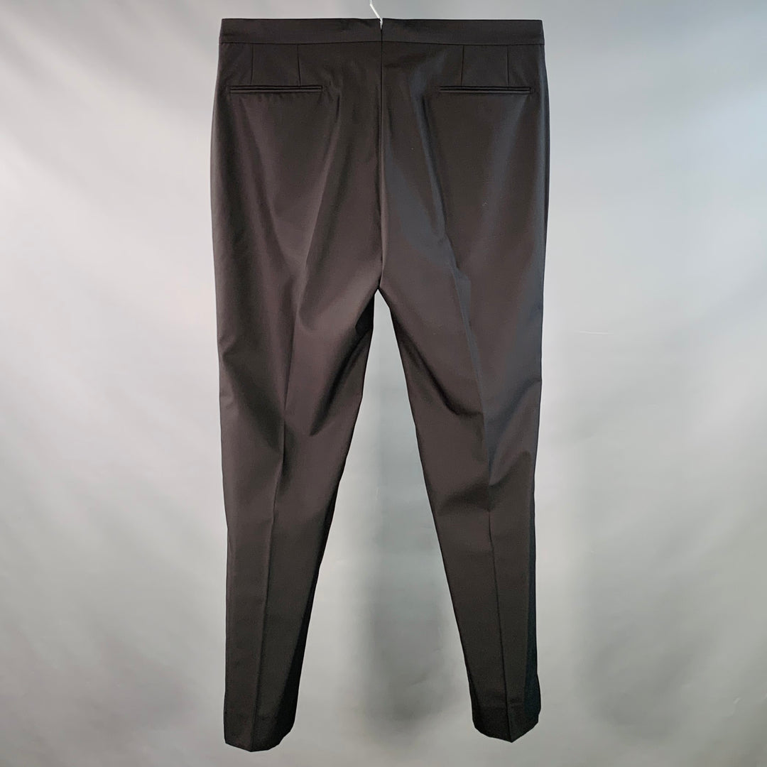 ERMENEGILDO ZEGNA Size 36 Black Wool Silk Flat Front Tapered Dress Pants