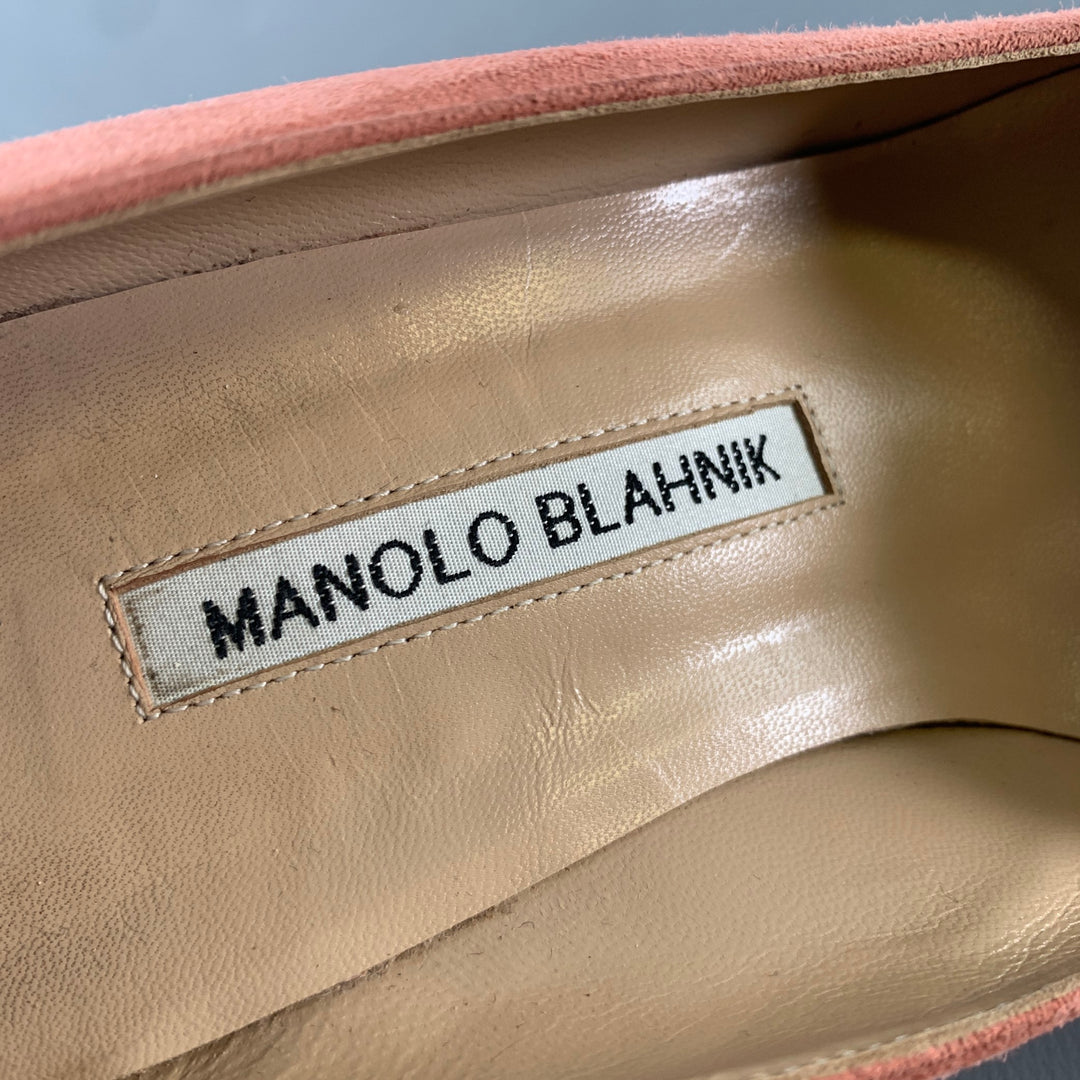 MANOLO BLAHNIK Size 8.5 Pink Suede Pointed Toe Pumps