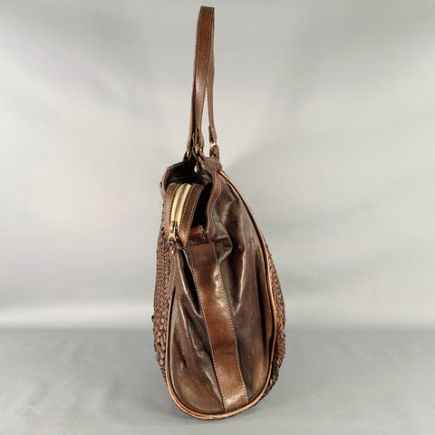 GIORGIO BRATO Brown Woven Leather Tote Handbag