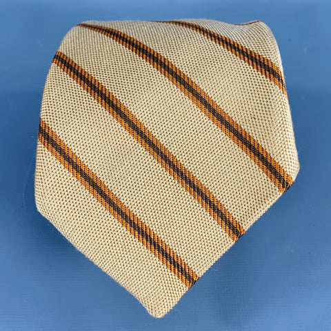 OXXFORD CLOTHES Orange Mustard Diagonal Stripe Silk Tie