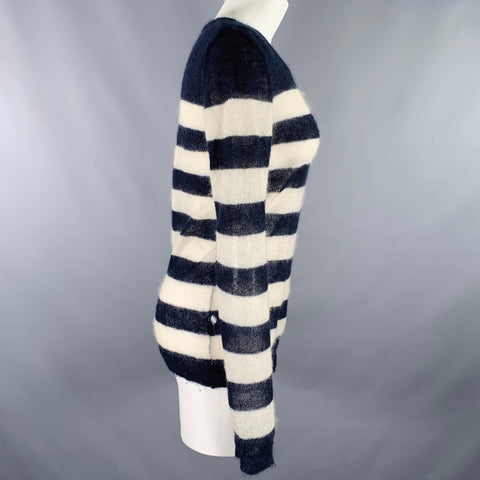 SCOTCH AND SODA Size M Navy Cream Stripe Crew Neck Pullover