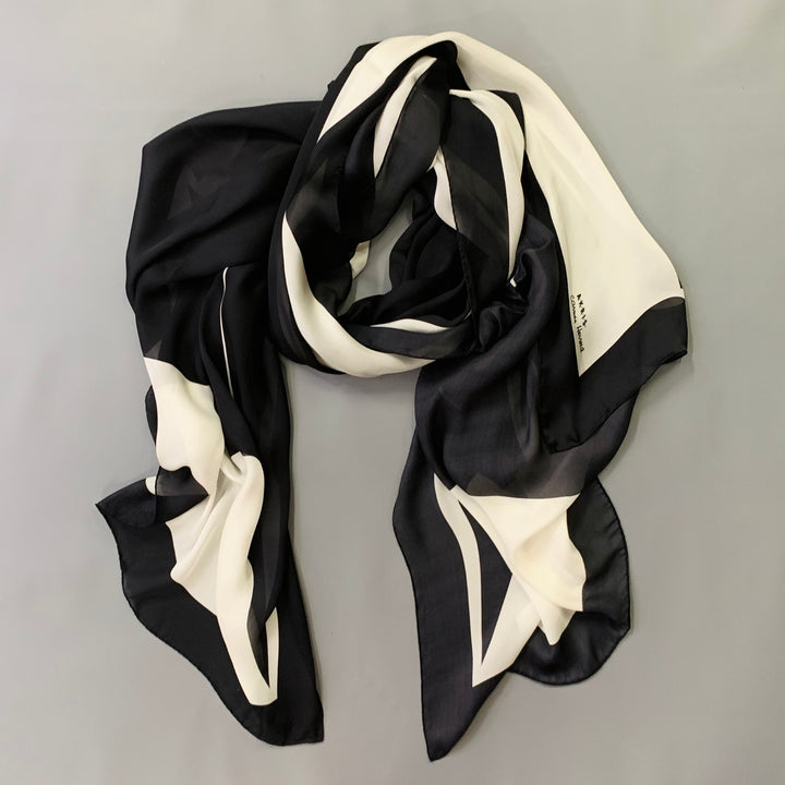 AKRIS Black White Silk Oversized Scarf Shawl