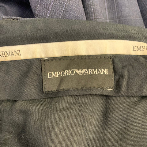 EMPORIO ARMANI Size 34 Navy Plaid Wool Slim Tapered Zip Fly Dress Pants