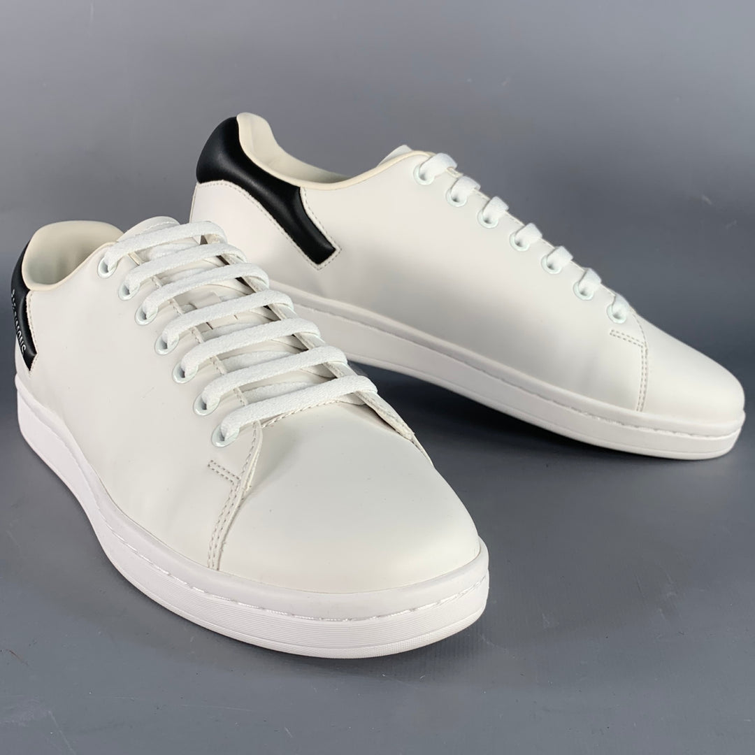 RAF SIMONS Size 8 Orion White Black Leather Lace-Up Low Top Sneakers