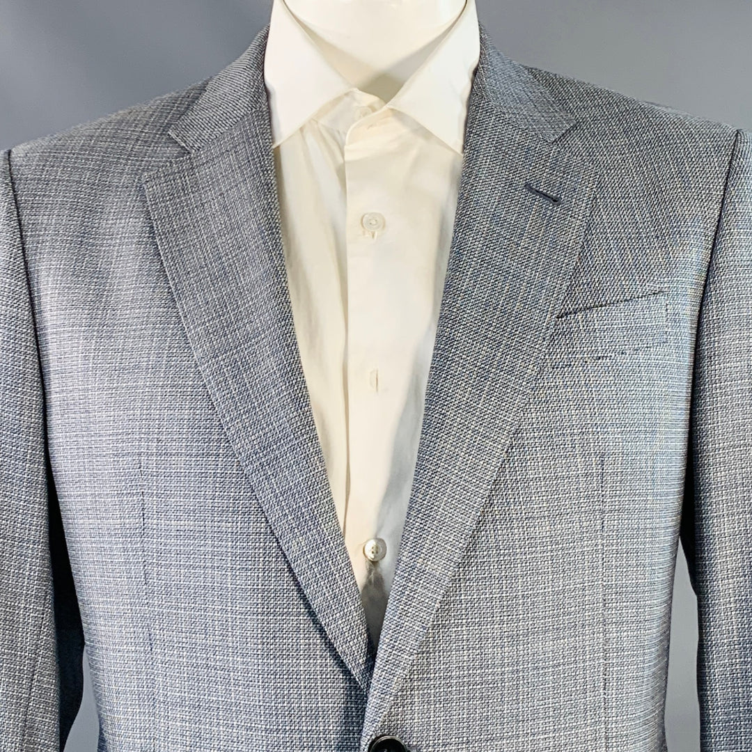 GIORGIO ARMANI Size 44 Regular Grey Blue Woven Wool Sport Coat