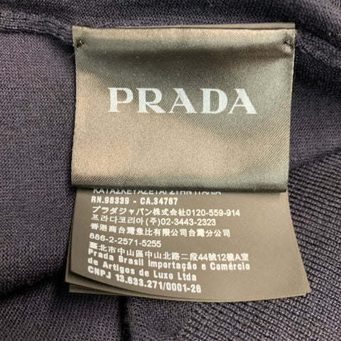 PRADA Taille M Cardigan boutonné en laine tricotée marine