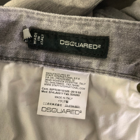 DSQUARED2 Size 32 Grey Distressed Cotton Blend Button Fly Jeans