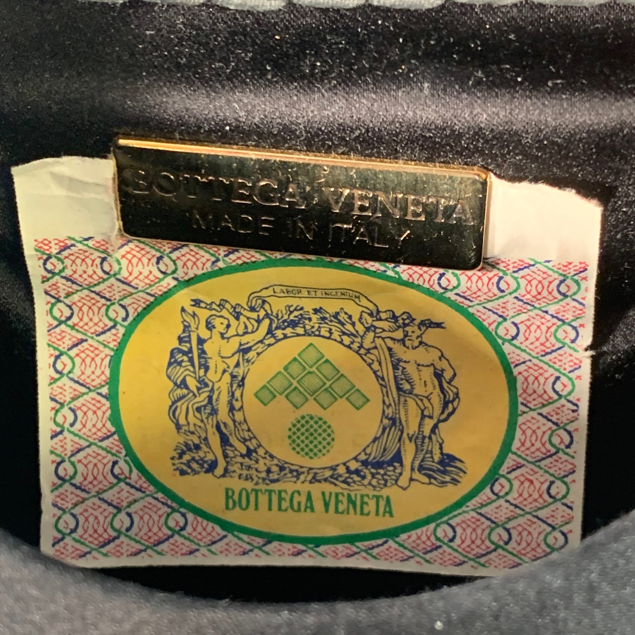 BOTTEGA VENETA Vintage 1990s Black Woven Intrecchiato Silk Mini