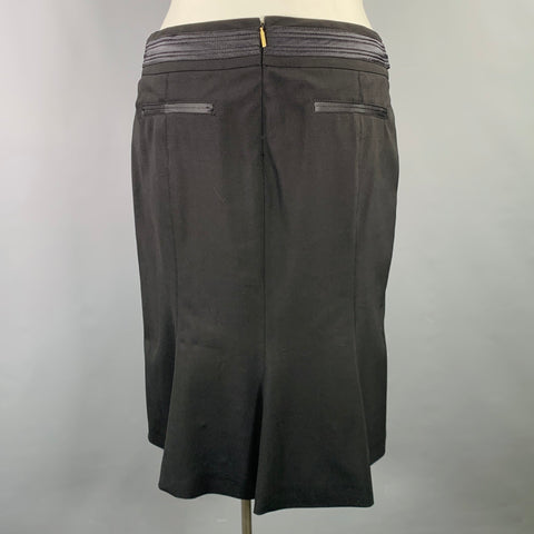 ROBERTO CAVALLI Size 10 Black Wool Stretch Blend Pencil Skirt
