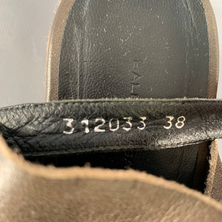 BALENCIAGA Size 8 Brown Leather Toe Ring Espadrille Sandals