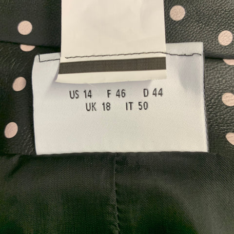 AKRIS Size 14 Black White Leather Polka Dot Lambskin Biker Jacket