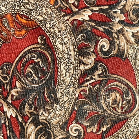 GIANFRANCO FERRE Burgundy Gold Baroque Silk Tie