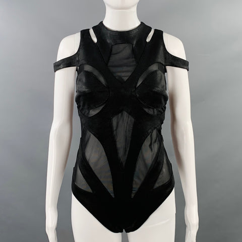 GELAREH Size M Loa Black Cut Out Bodysuit Casual Top