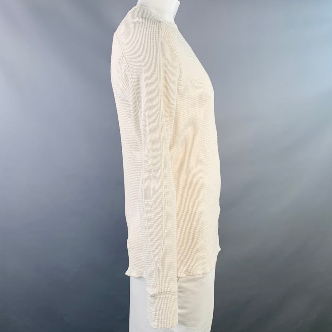 RRL by RALPH LAUREN Size L Cream Waffle Knit Cotton Crew Neck Pullover