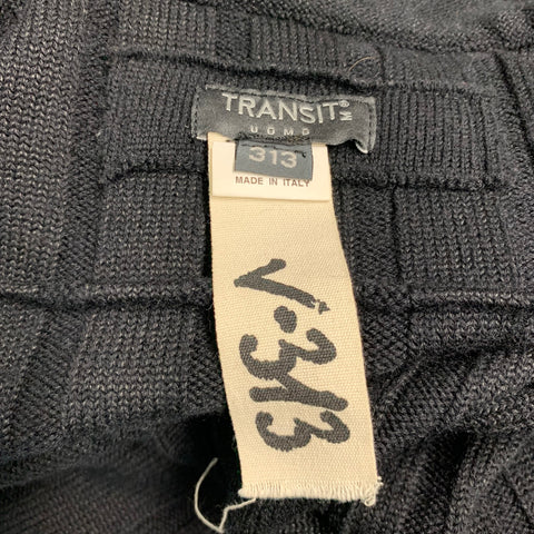 TRANSIT UOMO Size M Black Rib Knit Wool Blend Zip Up Cardigan