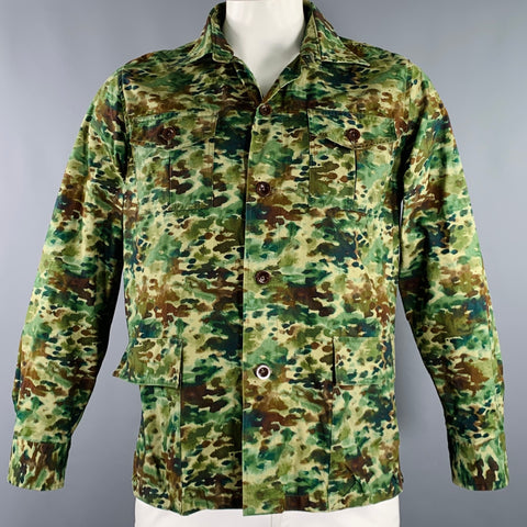 SID MASHBURN Veste de travail en coton enduit camouflage vert-marron Taille L