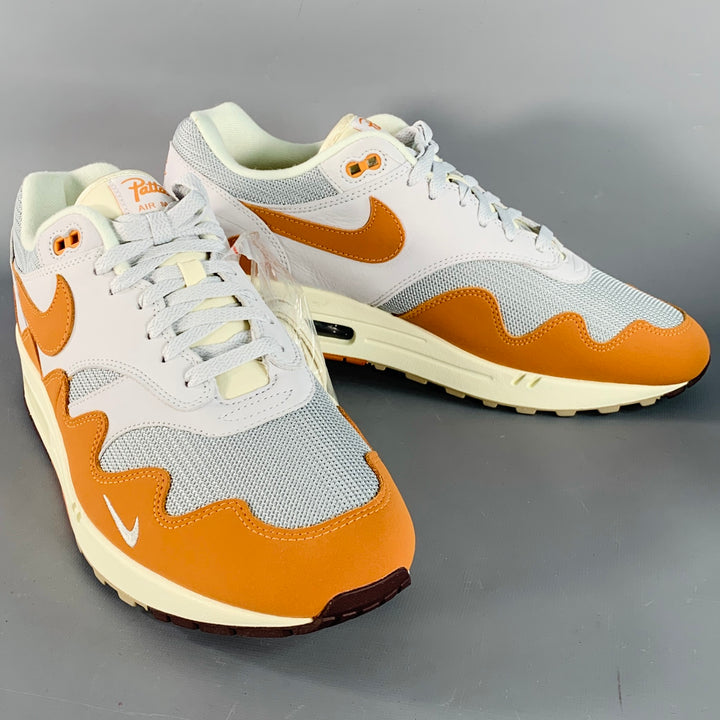 NIKE PATTA AIR MAX x PATTA Size 13 Monarch White Orange Leather Suede Chunky Sole Sneakers