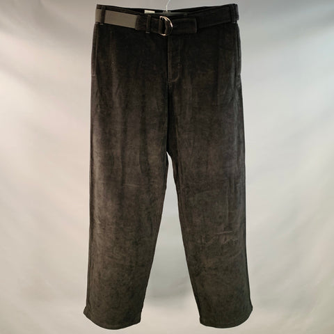 ARMANI COLLEZIONI Size 34 Black Velvet Belted Casual Pants