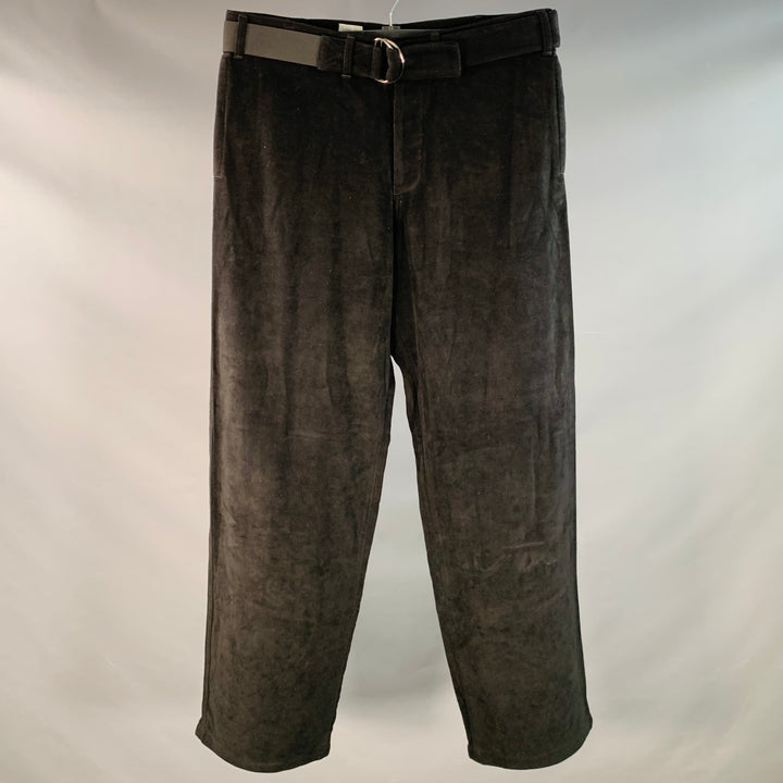ARMANI COLLEZIONI Size 34 Black Velvet Belted Casual Pants