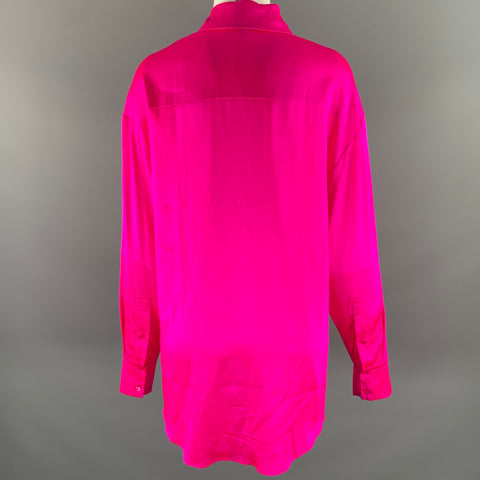 RETROFETE Size XS Pink Silk Spandex Button Up Shirt